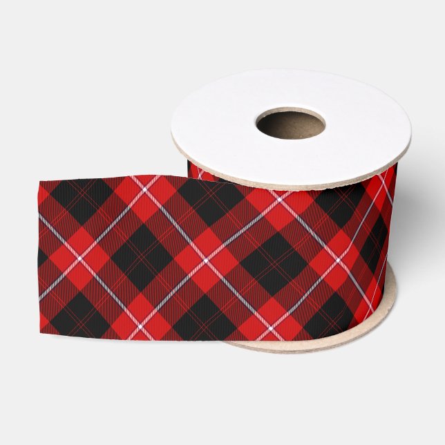 Cunningham Tartan Red Black Plaid Grosgrain Ribbon (Spool)