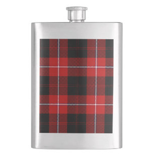 Cunningham Tartan Red Black Plaid Hip Flask