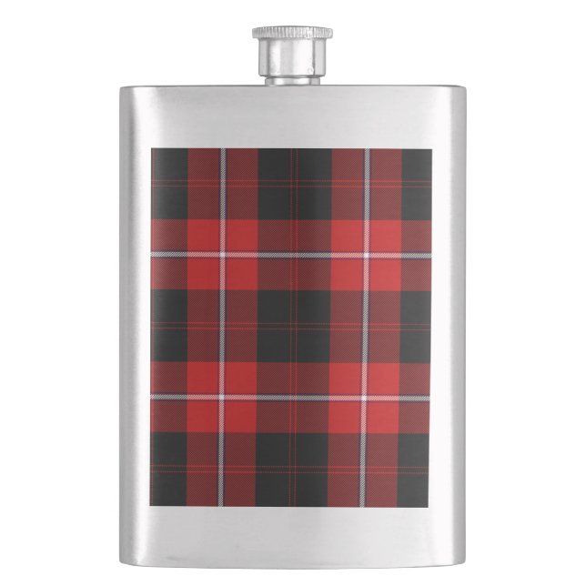 Cunningham Tartan Red Black Plaid Hip Flask (Front)