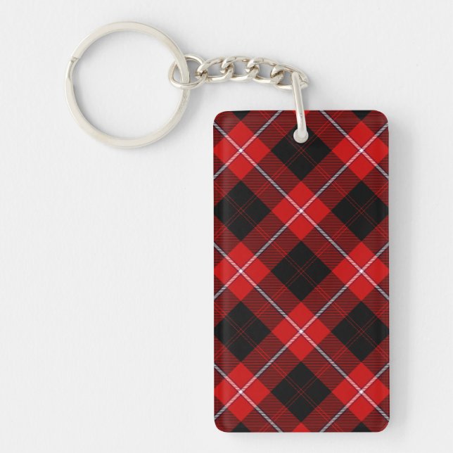 Cunningham Tartan Red Black Plaid Key Ring (Front)