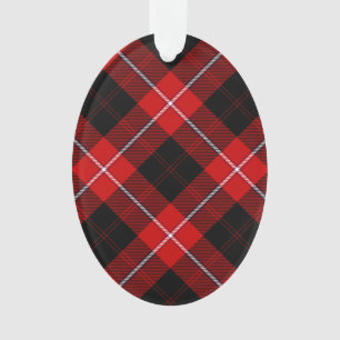 Cunningham Tartan Red Black Plaid Ornament