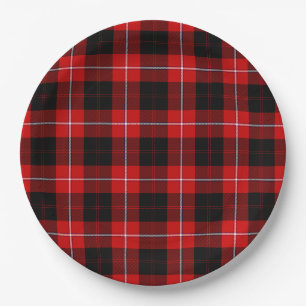 Cunningham Tartan Red Black Plaid Paper Plate