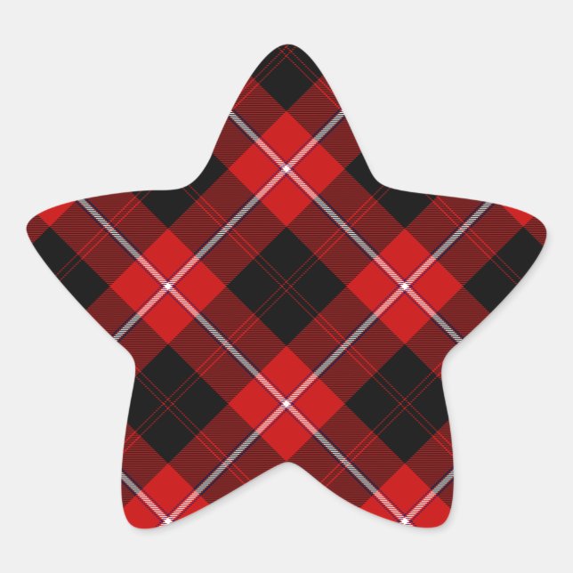 Cunningham Tartan Red Black Plaid Star Sticker (Front)