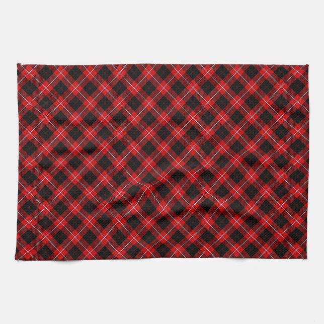 Cunningham Tartan Red Black Plaid Tea Towel (Horizontal)