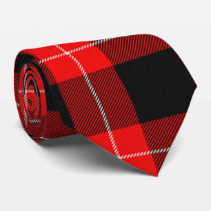 Cunningham Tartan Red Black Plaid Tie