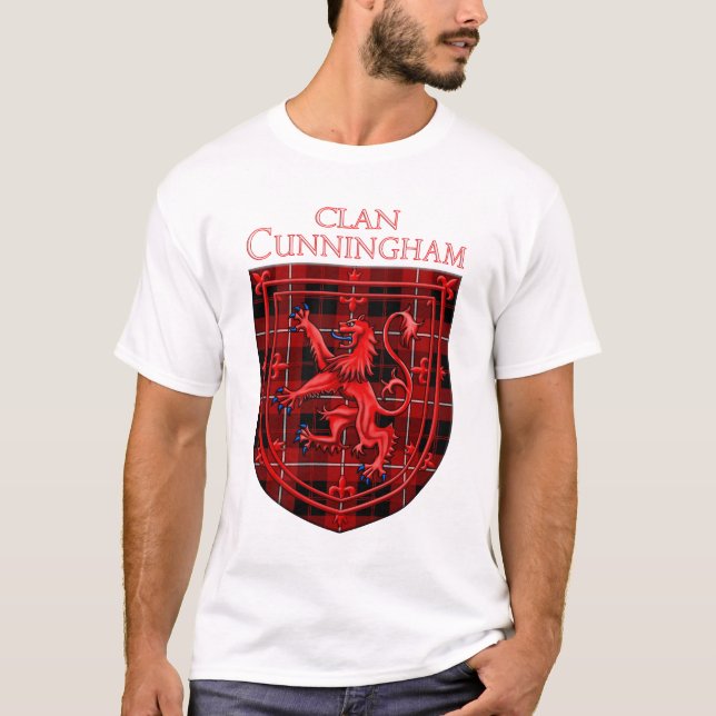 Cunningham Tartan Scottish Plaid Lion Rampant T-Shirt (Front)