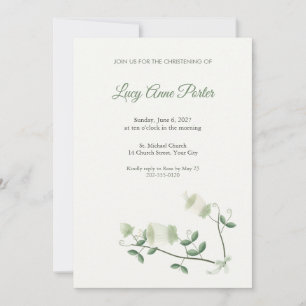 Cup And Saucer Vine Christening Invitation