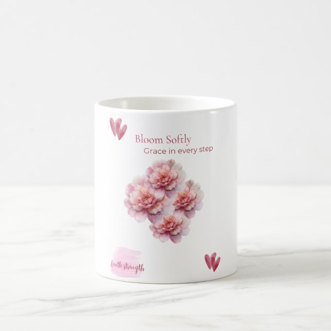 Cup/ Bloom Softly with Pink Peonies Coffee Mug (Center)