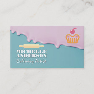 Cup Cake Logo Rolling Pin Frosting Business Card