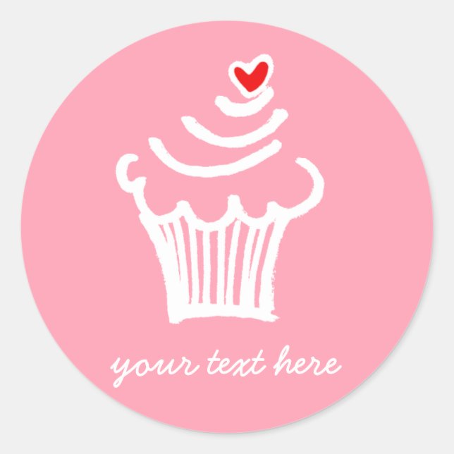 Cup cake love classic round sticker (Front)