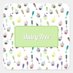 Cup Cake Wine Glass Abstract Pattern Food Square Sticker
