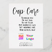 Cup care instructions add business name logo detai