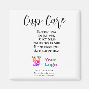 Cup care instructions add business name logo detai magnet