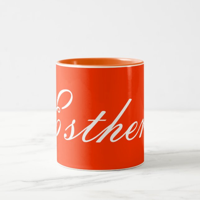 Cup color orange with name (Center)