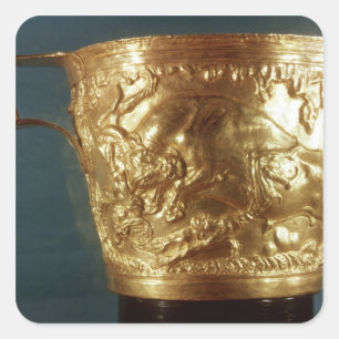 Cup, depicting a charging bull square sticker