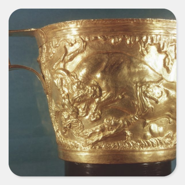 Cup, depicting a charging bull square sticker (Front)