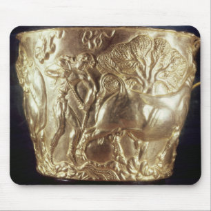 Cup, depicting a domestic bull mouse pad