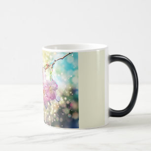 cup. flowers, apple blossoms, cherry blossoms magic mug