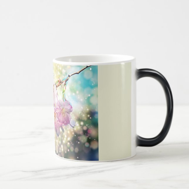 cup. flowers, apple blossoms, cherry blossoms magic mug (Right)