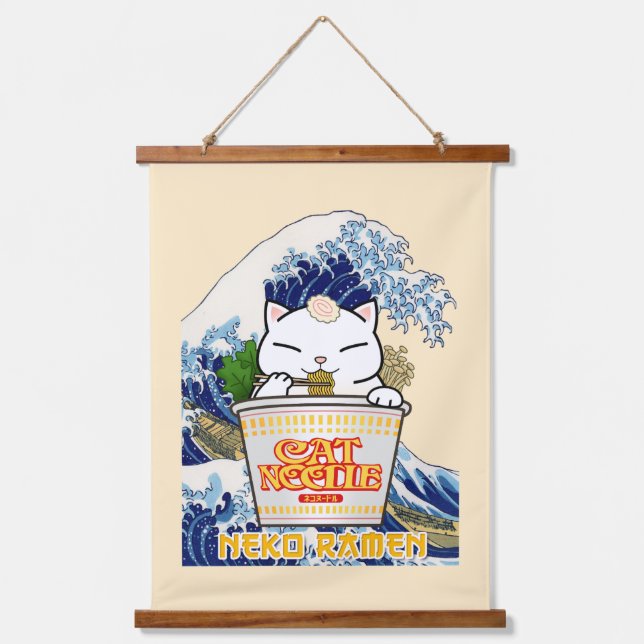 Cup Noodle Ramen Cat Hanging Tapestry (Front)