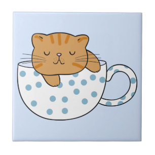 Cup of Cat-feine Kawaii Style Ceramic Tile