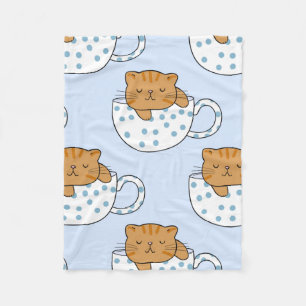 Cup of Cat-feine Kawaii Style Fleece Blanket