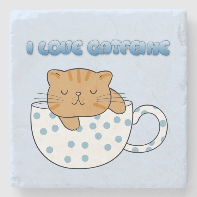 Cup of Cat-feine Kawaii Style  Stone Coaster (Front)