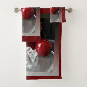Cup of cherries bath towel set
