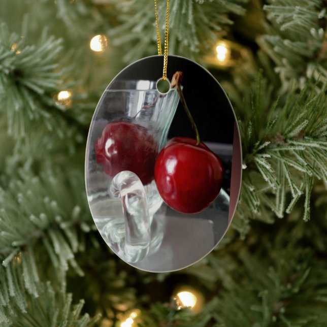 Cup of cherries ceramic ornament (Tree)