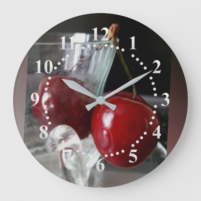 Cup of cherries large clock (Front)