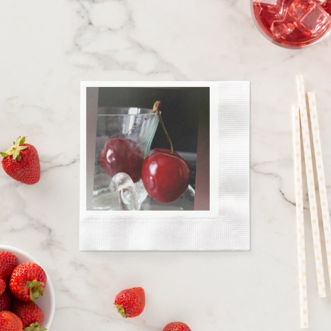 Cup of cherries napkin (Insitu)