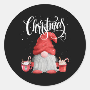 Cup Of Chocolate Christmas Gnome Classic Round Sticker
