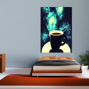 Cup of coffee and space AI Art Poster