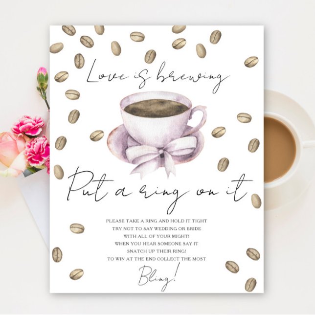 Cup of coffee bridal shower Put a ring on it game Poster (Creator Uploaded)