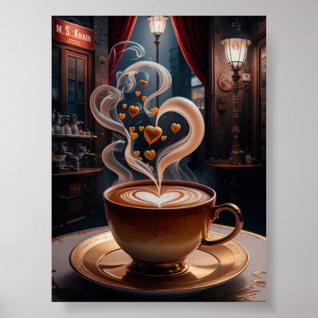cup of coffee digital download art poster (Front)