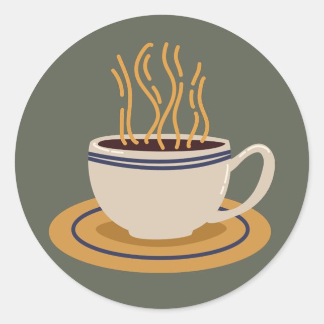 Cup of Coffee Illustration Classic Round Sticker (Front)