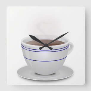 Cup of Coffee Square Wall Clock