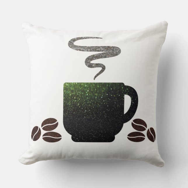 Cup of Coffee with Beans Cushion (Front)