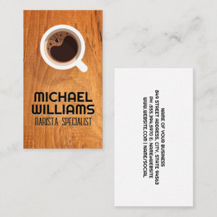 Cup of Coffee   Wood Table Business Card