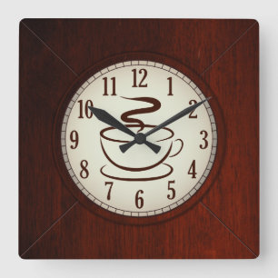 Cup of Coffee Wood Wall Clock