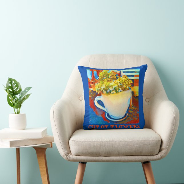Cup Of Flowers Coffee Mug Planter Cushion (Chair)