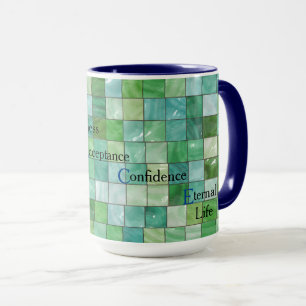 Cup of Grace Green Tiles Pattern Mug