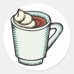 cup of hot cocoa with whipped cream classic round sticker