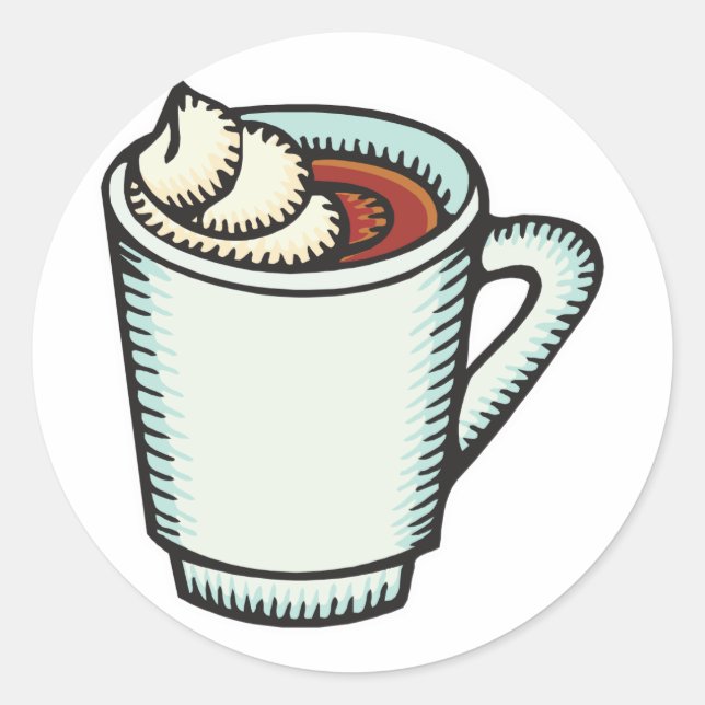 cup of hot cocoa with whipped cream classic round sticker (Front)