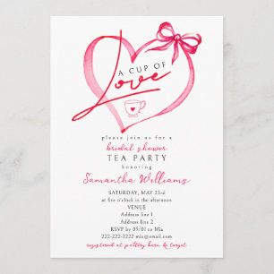 Cup of Love Unique Script Tea Coffee Bridal Shower Invitation