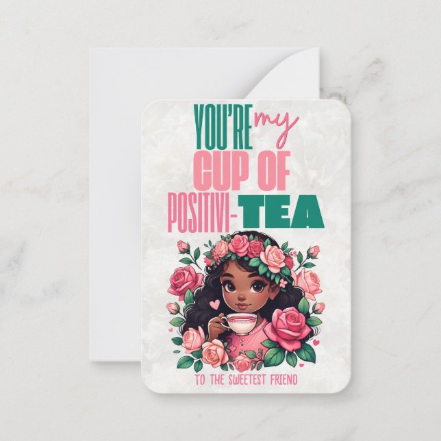Cup of Positivi-TEA Classroom Happy Valentines Day Card (Front)