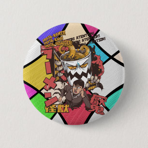 Cup of Ramen Noodle Monster Catching Japanese Girl 6 Cm Round Badge