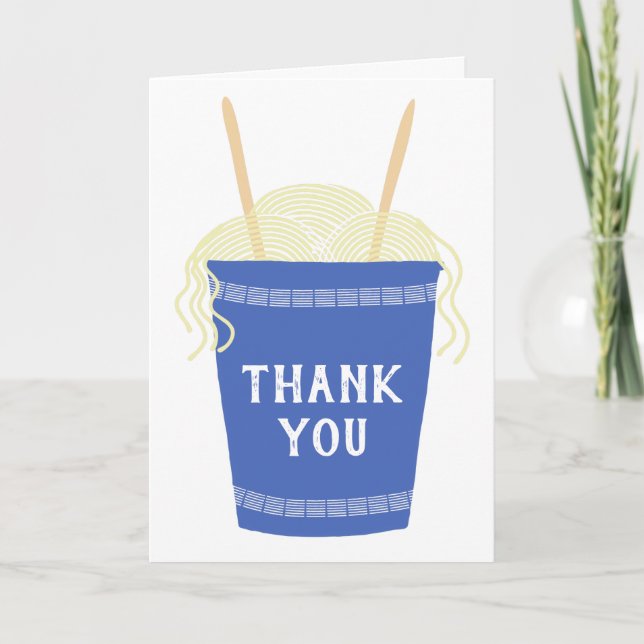Cup of Ramen Noodles Custom Message Thank You Card (Front)