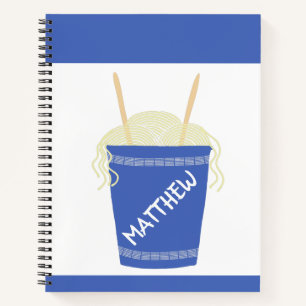 Cup of Ramen Noodles in Blue Personalised Notebook