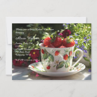 Cup of Strawberries Luncheon Invitation